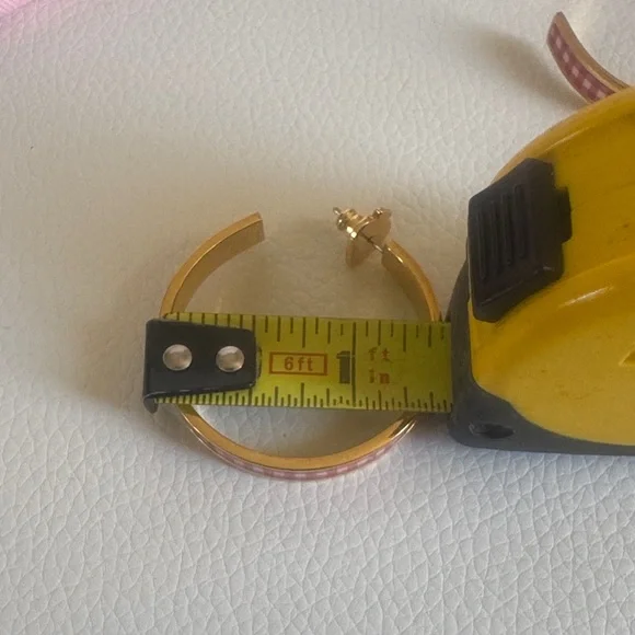 Kate Spade Gold and Pink Checkered Hoop Earrings - Picture 10 of 12